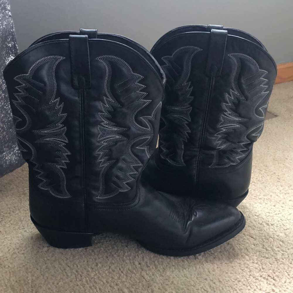 Dan Post Laredo Black Birchwood Mens R Toe Western Boots 68450 Size 16 EW